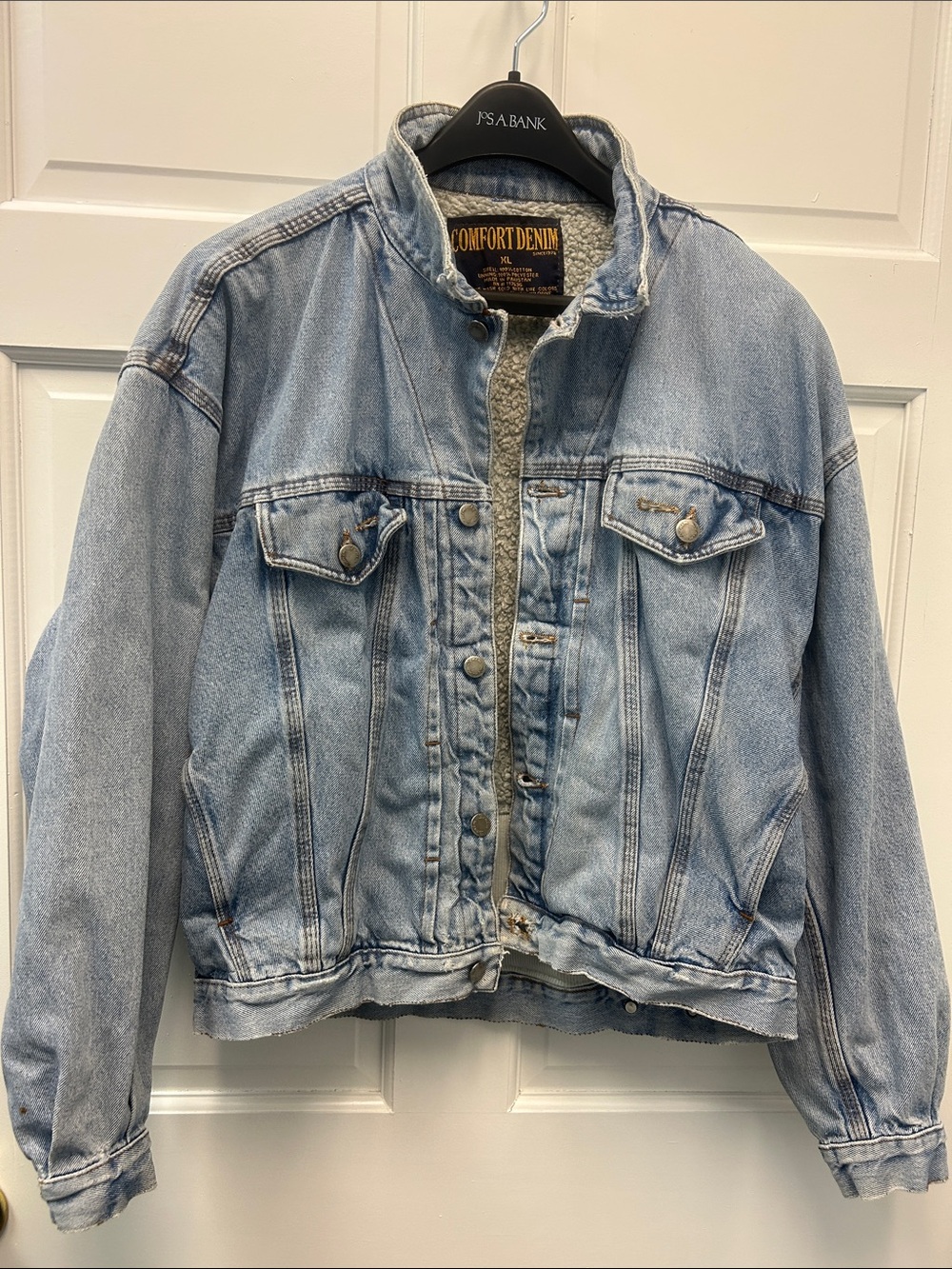 Vintage (late 90s) Comfort Denim Light Blue Grunge Sherpa-Lined Denim Jacket